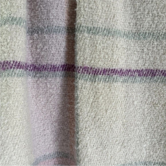 Steve Madden Women’s Oversized Plaid Scarf – Soft Fringe Wrap, Pink/Ivory - Picture 4 of 4